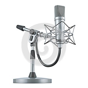 Studio set large-diaphragm cardioid condenser microphone with shockmount. 3D rendering