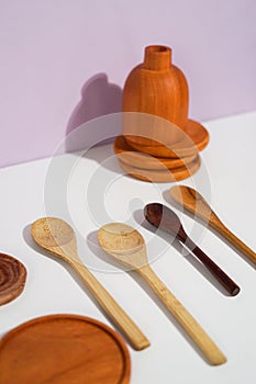 the studio setup of kitchen utensils