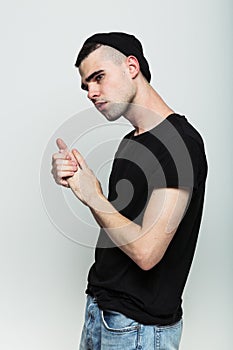 Studio shoot of worrying young man