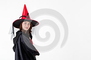 Estudio asiático una mujer en ropa traje brujas 