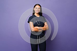 Studio shot of an attractive female doctor