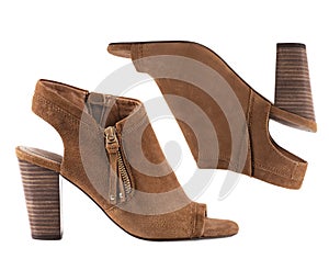 Studio shot of brown suede shoes