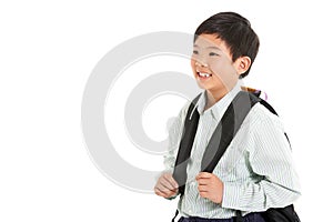 Studio Shot Of Chinese Boy In School Uniform