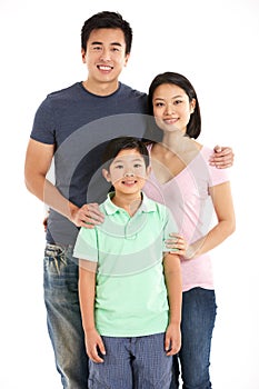 Studio Shot Of Chinese Family