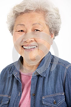 Studio Shot Of Chinese Senior Woman