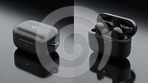 Black Wireless Earbuds with Charging Case