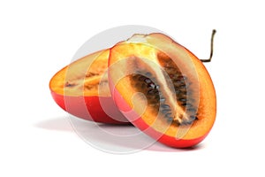 Studio shot of halved tamarillo