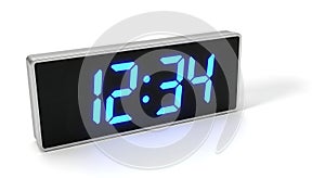Isolated digital clock displaying the time 12:34 on a white background.