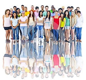 Studio Shot of Large Group of Young Adults