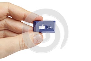 Hand holding like computer key