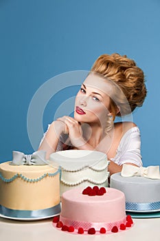 Studio shot in the Marie Antoinette style with cake