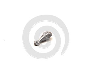 Studio shot one silver bank sinker fishing terminal tackle isolated on white