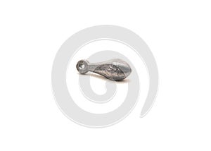Studio shot one silver bank sinker fishing terminal tackle isolated on white
