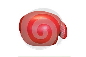 A studio shot of a red boxing glove isolated