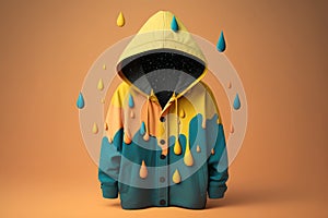 Studio shot of sad rain on simple clothes having menta, created with Generative AI technology photo