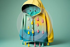 Studio shot of sad rain on simple clothes having menta, created with Generative AI technology photo