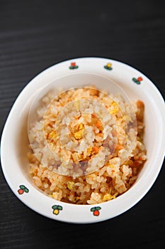 Studio shot of salmon fried rice