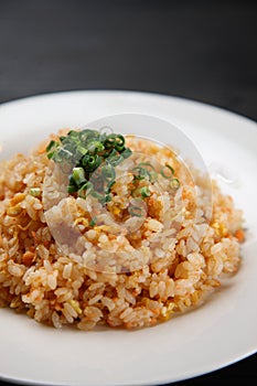 Studio shot of salmon fried rice