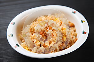 Studio shot of salmon fried rice