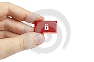 Hand holding security computer key