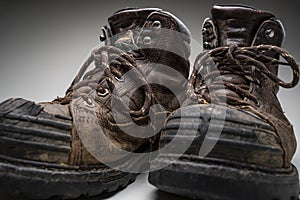 Studio shot of sreel toed hiking boots photo