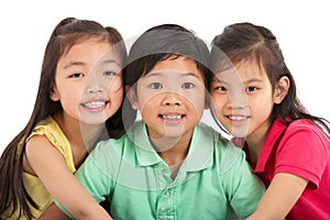 Studio Shot Of Three Chinese Children