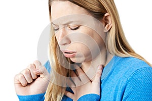 Young Woman Suffering With Cough photo