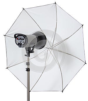 Studio strobe light flash with umbrella