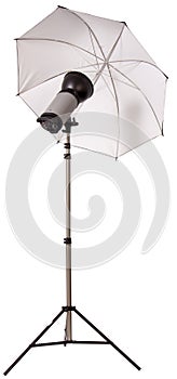 Studio strobe light flash with umbrella