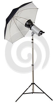 Studio strobe light flash with umbrella