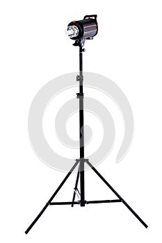 A studio strobe on a light stand.
