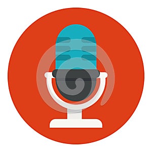Studio table microphone vector icon in circle