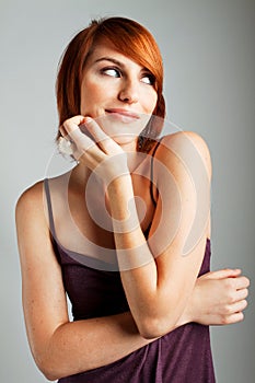 Studioshot of young beautiful woman