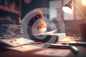 The Studious Chicken: A Funny Poultry at Work