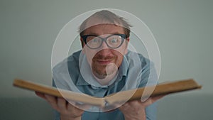 Studious man with book