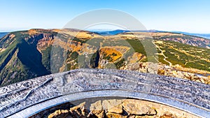 Studnicni Mountain and Giant Valley, Czech: Obri dul, on autumn sunny day in Krkonose - Giant Mountains, Czech Republic