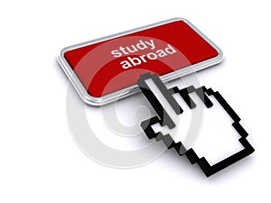 Study abroad button on white