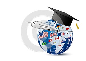 Study abroad concept design of airplane and world education