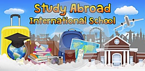 Study abroad international school banner poster