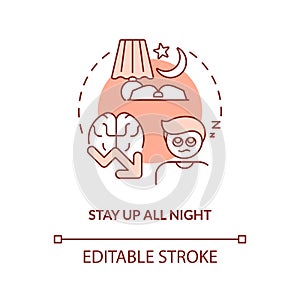 Study all night concept terracotta icon