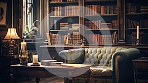 study blurred vintage home interior