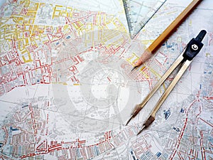 Study of city planning map photo