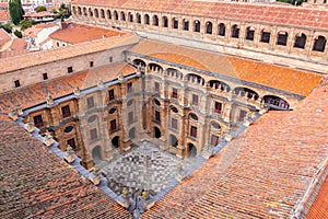 Study Court (Patio de los Estudios) of the medieval La Clerecia church and College, Salamanca, Spain.