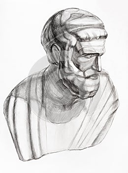 Study drawing of plaster bust of Sophocles