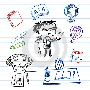Study and education, doodle set