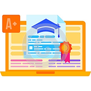 Study icon get online certificate degree vector