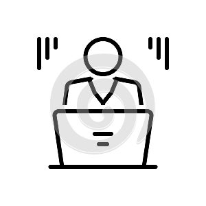 Black line icon for Study, online and technology