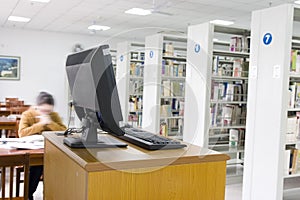 Study in a library with computer