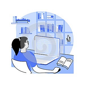 Study in a library isolated cartoon vector illustrations