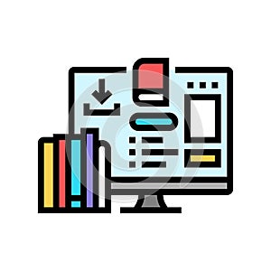 study materials online learning platform color icon vector illustration